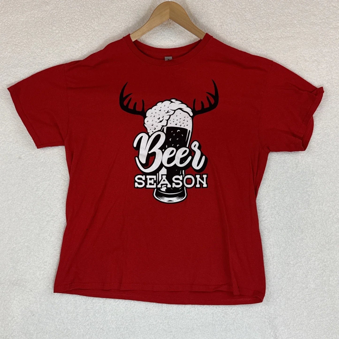 Gildan Beer Season XL Red T-shirt Short Sleeve Unisex Used Very good Condition Unisex T-shirt, Sweatshirt, Hoodie, Long Sleeve Tee - T-Shirt, Sweatshirt, Hoodie