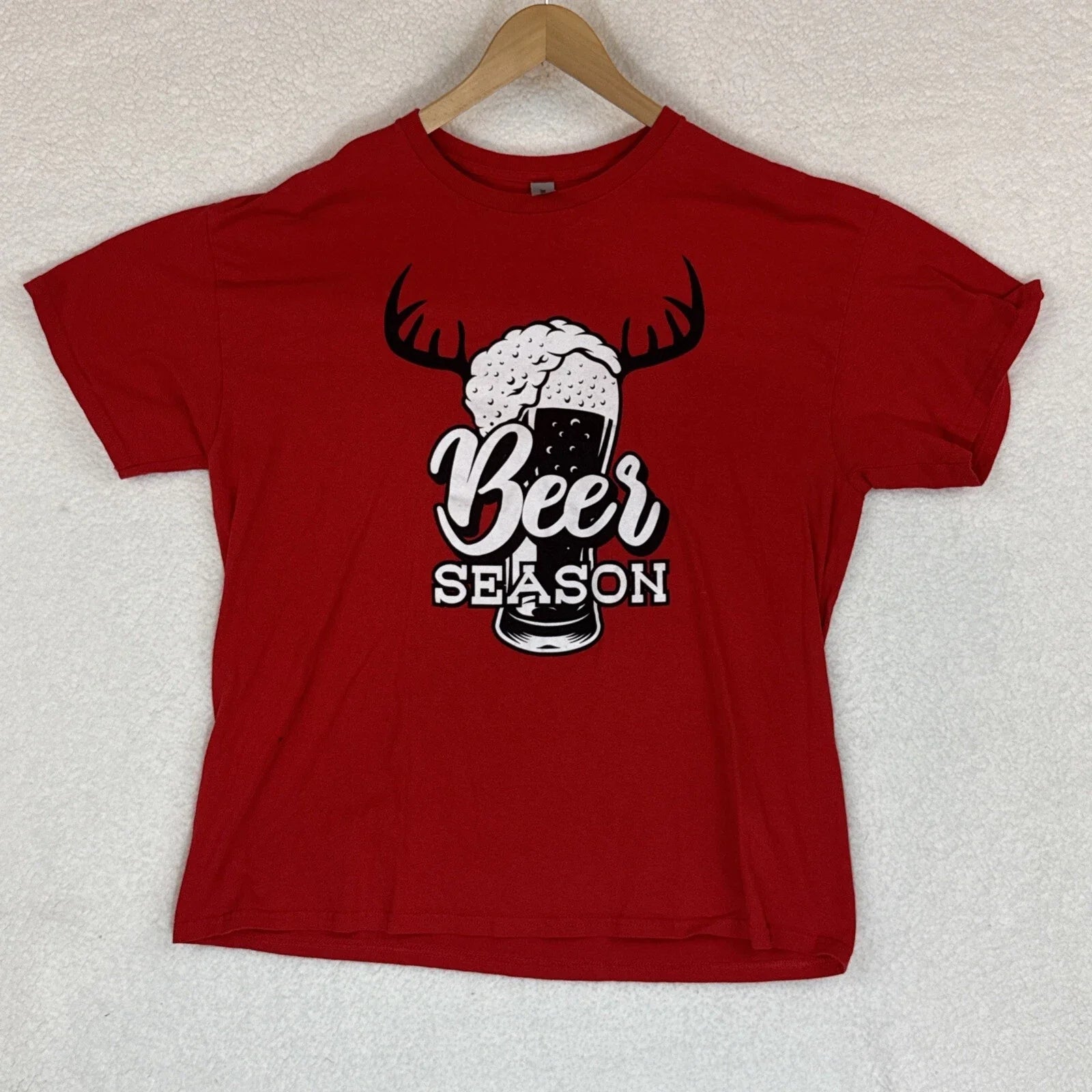 Gildan Beer Season XL Red T-shirt Short Sleeve Unisex Used Very good Condition Unisex T-shirt, Sweatshirt, Hoodie, Long Sleeve Tee - T-Shirt, Sweatshirt, Hoodie