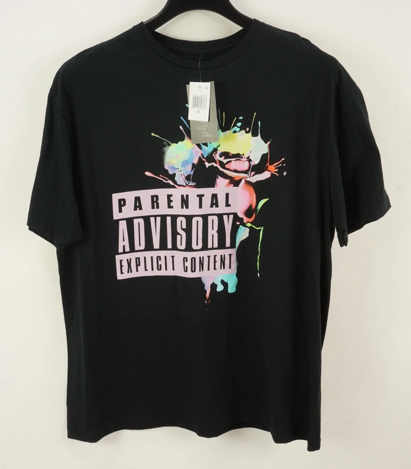 New Philcos Men XL Short Sleeve Black Parental Advisory Graffiti Graphic T-Shirt Unisex T-shirt, Sweatshirt, Hoodie, Long Sleeve Tee - T-Shirt, Sweatshirt, Hoodie