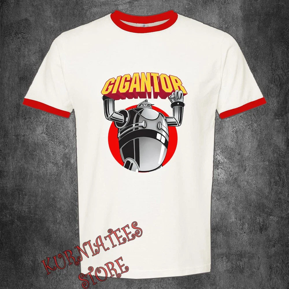 Gigantor Retro Robot Anime Cartoon Men's Ringer Red Size S to 3XL Unisex T-shirt, Sweatshirt, Hoodie, Long Sleeve Tee - T-Shirt, Sweatshirt, Hoodie