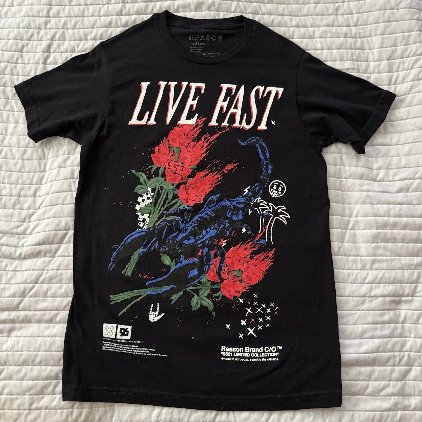 Reason Clothing Live Fast Graphic T-Shirt Black Size Medium Streetwear Tee Unisex T-shirt, Sweatshirt, Hoodie, Long Sleeve Tee - T-Shirt, Sweatshirt, Hoodie