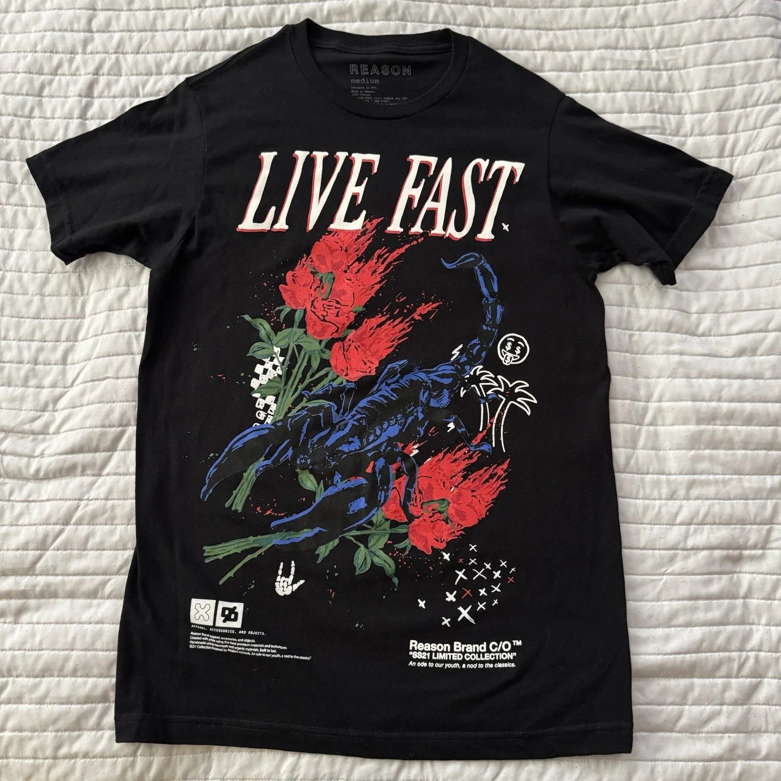 Reason Clothing Live Fast Graphic T-Shirt Black Size Medium Streetwear Tee Unisex T-shirt, Sweatshirt, Hoodie, Long Sleeve Tee - T-Shirt, Sweatshirt, Hoodie