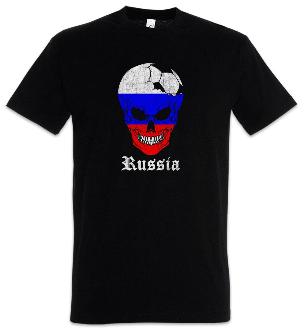 Russia Football Skull I T-Shirt Russian Soccer Flag Banner World Championship Unisex T-shirt, Sweatshirt, Hoodie, Long Sleeve Tee - T-Shirt, Sweatshirt, Hoodie
