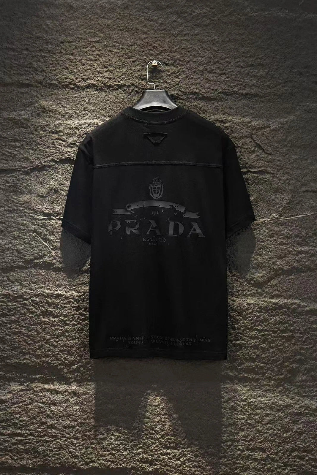 Prada Black Oversized T-Shirt  Relaxed Fit Logo Tee SIZE S-XL Unisex T-shirt, Sweatshirt, Hoodie, Long Sleeve Tee - T-Shirt, Sweatshirt, Hoodie
