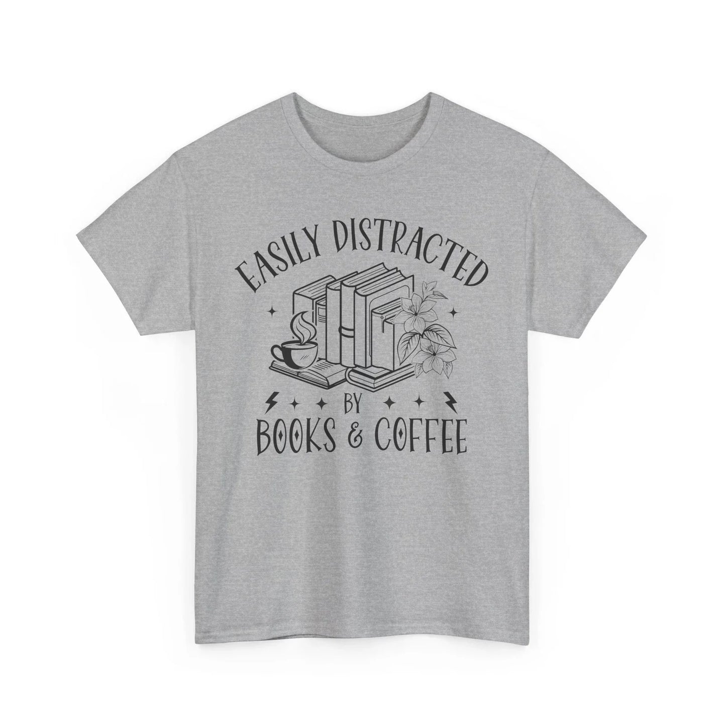 Book T-Shirt | Booktrovert T-Shirt | easily distracted by books & coffee Unisex T-shirt, Sweatshirt, Hoodie, Long Sleeve Tee - T-Shirt, Sweatshirt, Hoodie