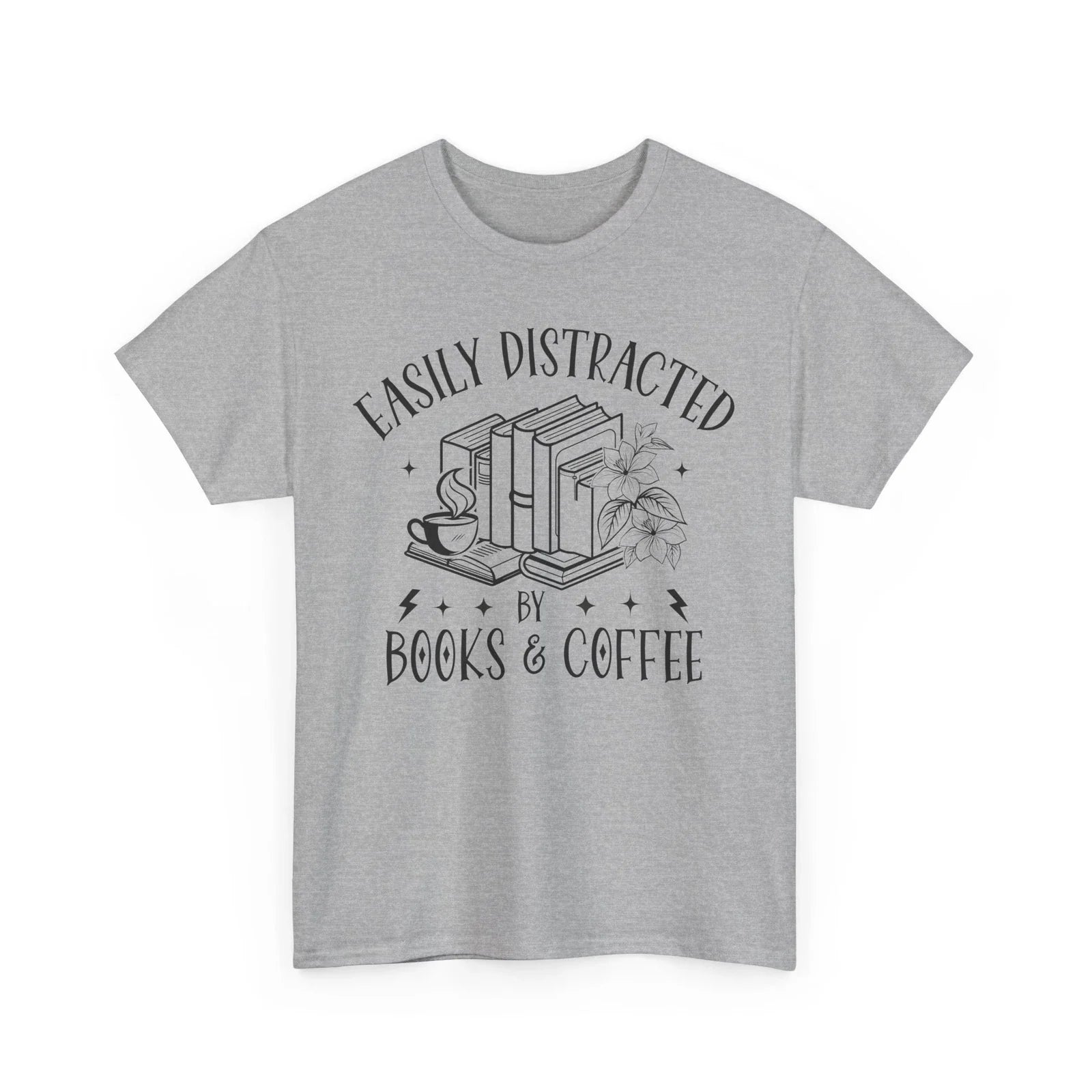 Book T-Shirt | Booktrovert T-Shirt | easily distracted by books & coffee Unisex T-shirt, Sweatshirt, Hoodie, Long Sleeve Tee - T-Shirt, Sweatshirt, Hoodie