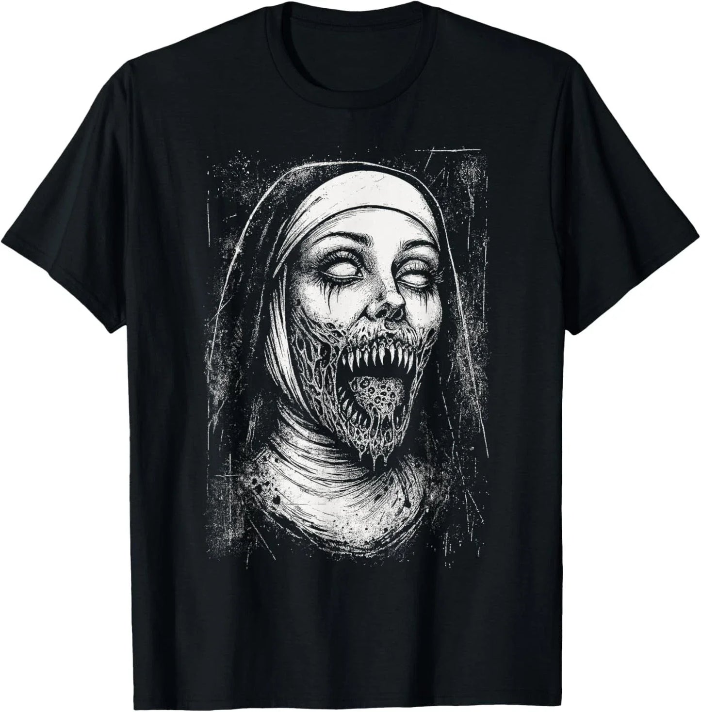 Horror Creepy Nun Demon Unholy Evil Occult Alt Scary Goth Gift Unisex T-Shirt Unisex T-shirt, Sweatshirt, Hoodie, Long Sleeve Tee - T-Shirt, Sweatshirt, Hoodie