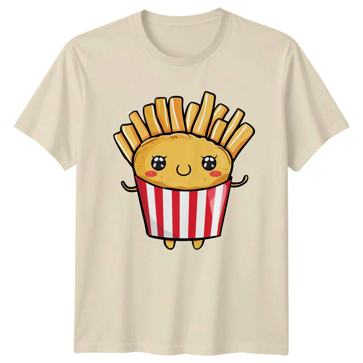 Happy Kawaii French Fries T-Shirt Kawaii Snacks Food Birthday Gift Unisex T-shirt, Sweatshirt, Hoodie, Long Sleeve Tee - T-Shirt, Sweatshirt, Hoodie