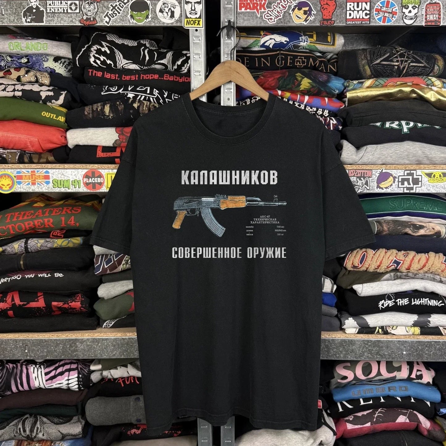 90s Kalashnikov AK-47 Tour Rare T-Shirt Black M Unisex T-shirt, Sweatshirt, Hoodie, Long Sleeve Tee - T-Shirt, Sweatshirt, Hoodie