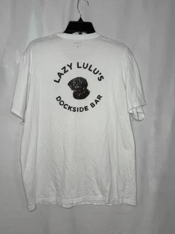 J.Crew Lazy Lulu's Dockside Bar Graphic T-Shirt Mens XL White Black Lab Dog Unisex T-shirt, Sweatshirt, Hoodie, Long Sleeve Tee - T-Shirt, Sweatshirt, Hoodie