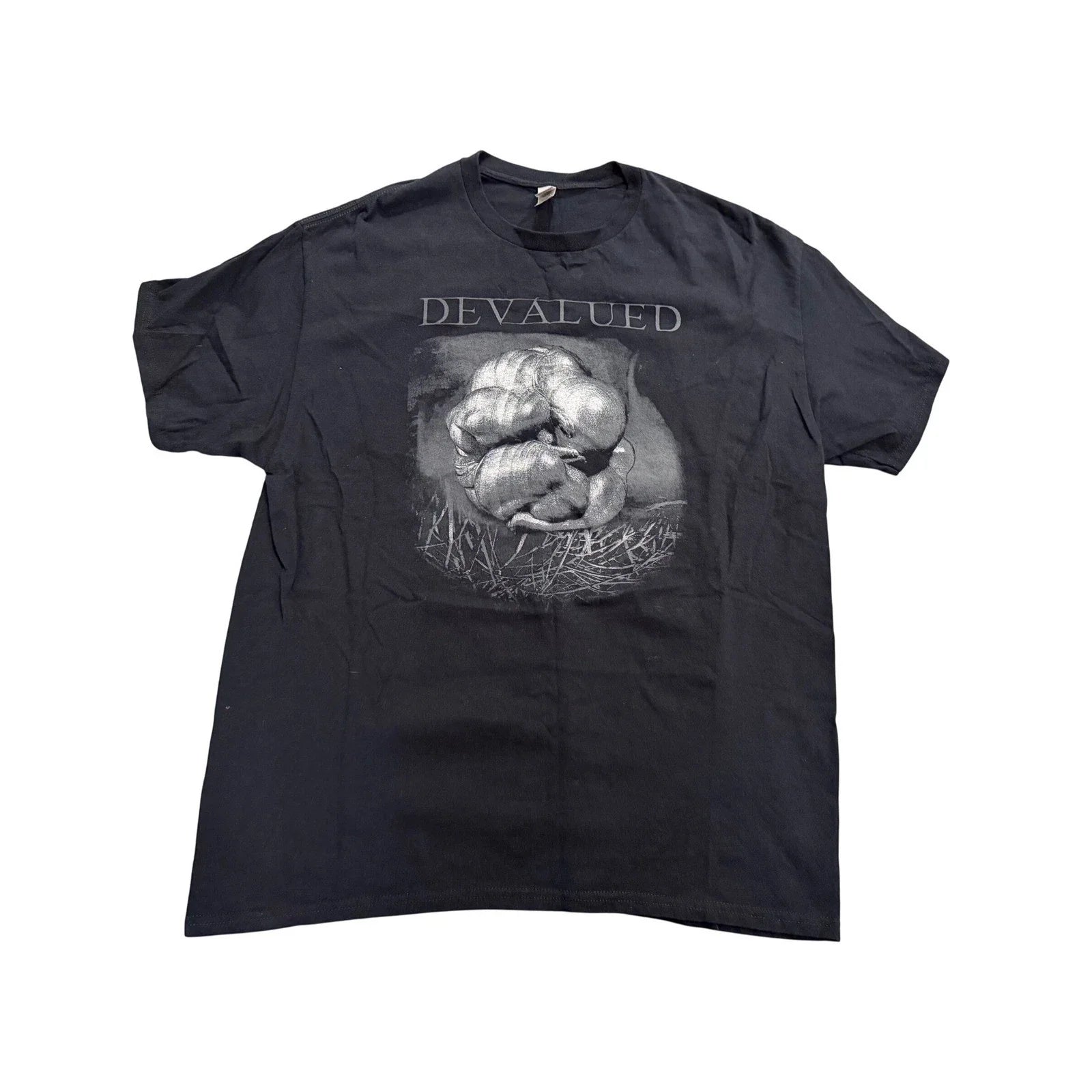 Devalued Graphic T-Shirt Mens XL Black Excellent Condition Dark Aesthetic Tee Unisex T-shirt, Sweatshirt, Hoodie, Long Sleeve Tee - T-Shirt, Sweatshirt, Hoodie