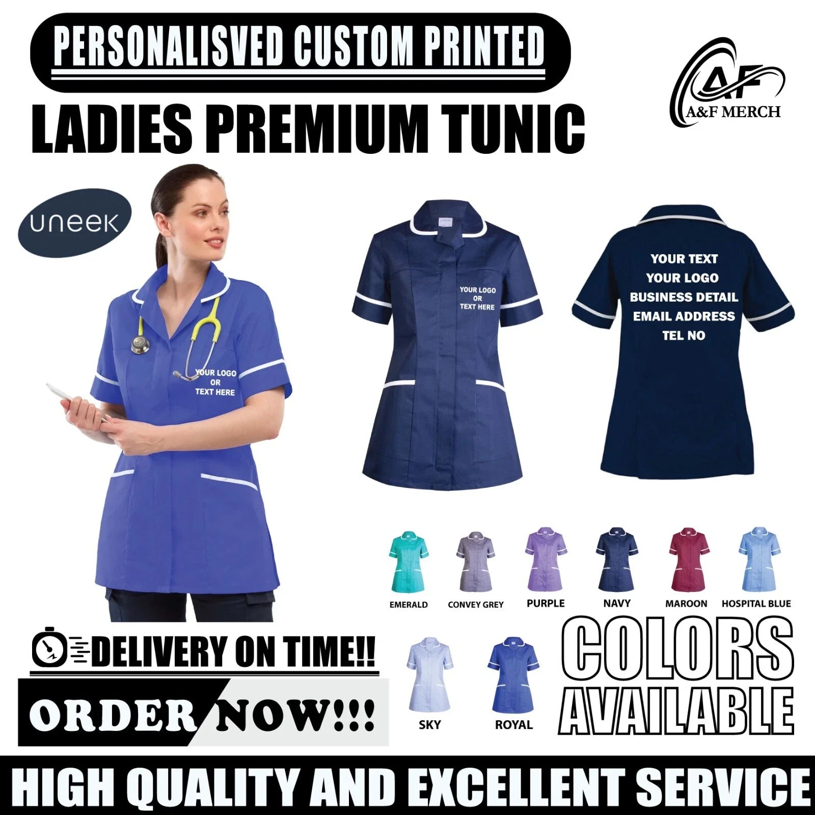 Personalised Custom Printed Ladies Premium Tunic Healthcare Salon Spa UC923 Unisex T-shirt, Sweatshirt, Hoodie, Long Sleeve Tee - T-Shirt, Sweatshirt, Hoodie