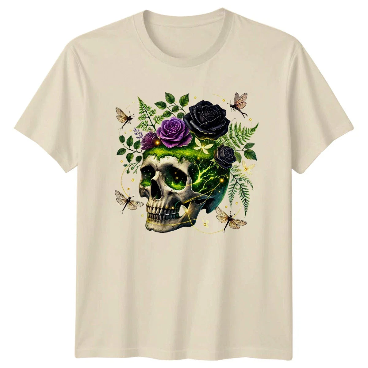 Mystical Floral Skull With Glowing T-Shirt Mystical Art Gothic Fantasy Gift Unisex T-shirt, Sweatshirt, Hoodie, Long Sleeve Tee - T-Shirt, Sweatshirt, Hoodie