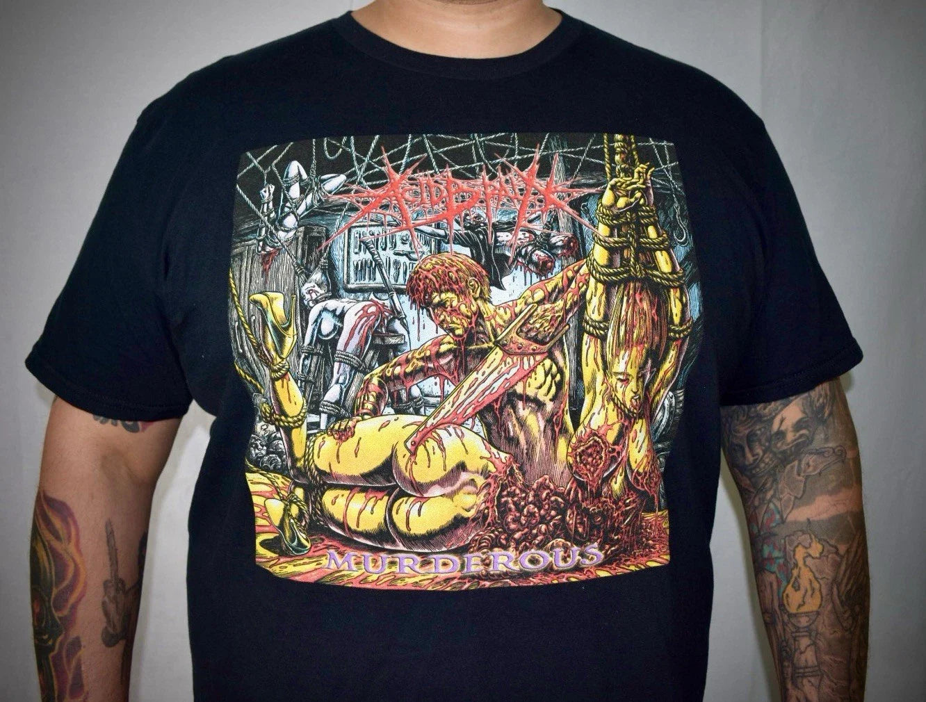 AcidBrain MURDEROUS Art T-Shirt Size Small Brand New Death Metal Gore Brutal Unisex T-shirt, Sweatshirt, Hoodie, Long Sleeve Tee - T-Shirt, Sweatshirt, Hoodie