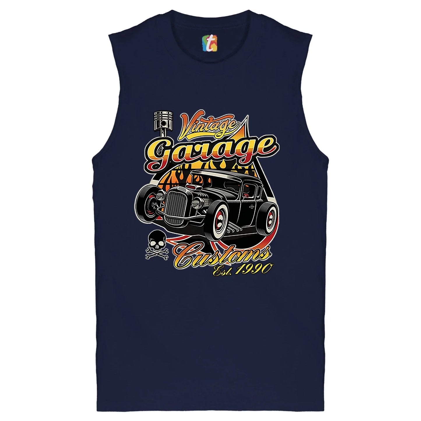 Vintage Garage Customs Est. 1990 Muscle Shirt Old School Retro Hot Rod Men's Unisex T-shirt, Sweatshirt, Hoodie, Long Sleeve Tee - T-Shirt, Sweatshirt, Hoodie