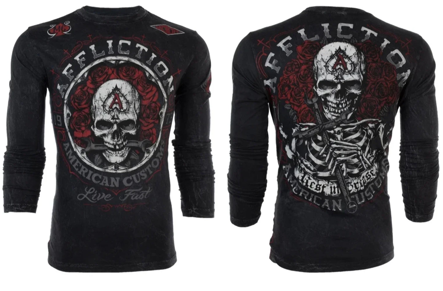 AFFLICTION Men's Long Sleeve T-Shirt REST IN GREASE Black Tattoo Biker S-3XL Unisex T-shirt, Sweatshirt, Hoodie, Long Sleeve Tee - T-Shirt, Sweatshirt, Hoodie
