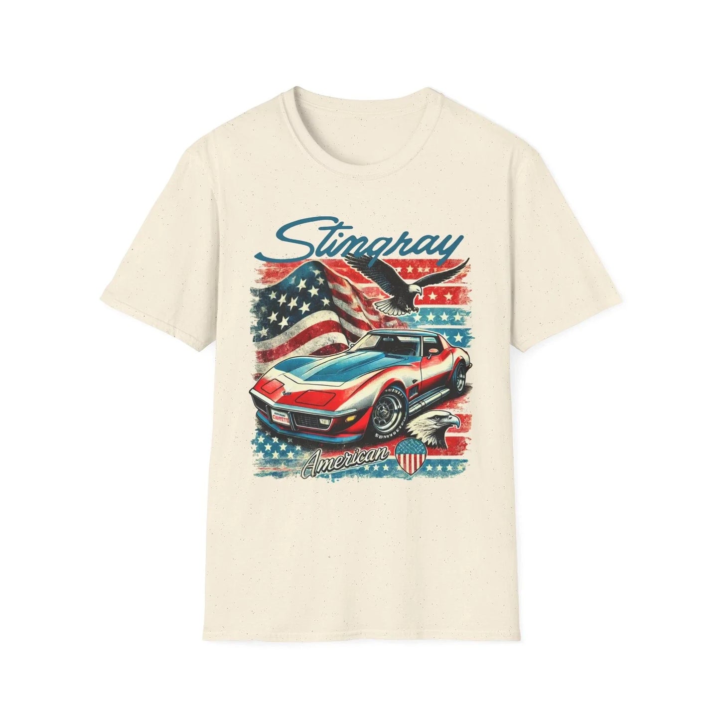 Corvette Stingray T-Shirt American Flag Classic C3 Muscle Car Graphic Tee USA Unisex T-shirt, Sweatshirt, Hoodie, Long Sleeve Tee - T-Shirt, Sweatshirt, Hoodie