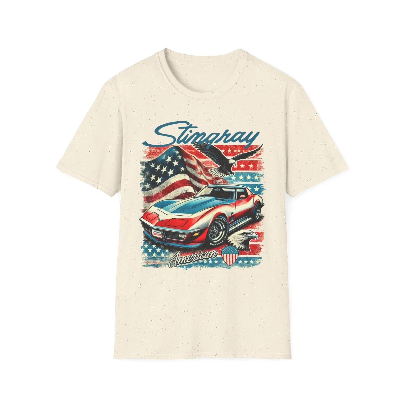 Corvette Stingray T-Shirt American Flag Classic C3 Muscle Car Graphic Tee USA Unisex T-shirt, Sweatshirt, Hoodie, Long Sleeve Tee - T-Shirt, Sweatshirt, Hoodie