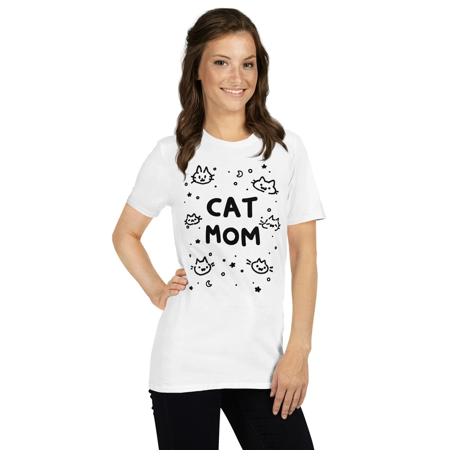Unisex T-Shirt Cat Mom | Minimalist Cat Graphic Shirt | Unisex T-shirt, Sweatshirt, Hoodie, Long Sleeve Tee - T-Shirt, Sweatshirt, Hoodie