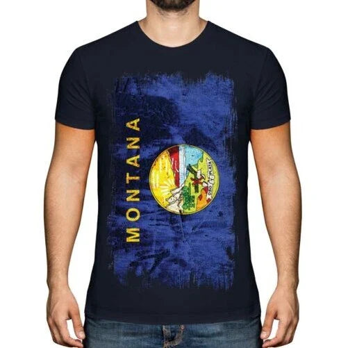 Montana State Grunge Flag Mens T-Shirt Montanan Shirt Jersey Gift Unisex T-shirt, Sweatshirt, Hoodie, Long Sleeve Tee - T-Shirt, Sweatshirt, Hoodie