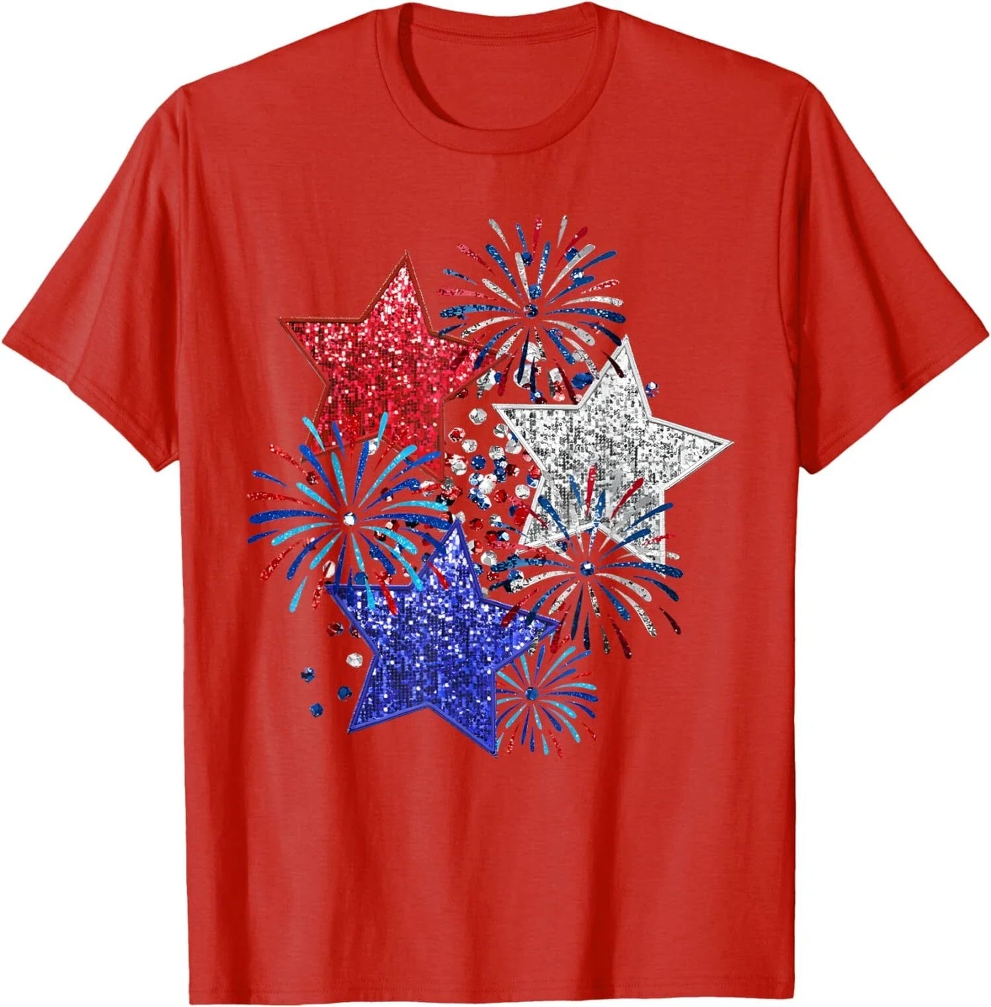 4th Of July Fireworks Stars Funny Cute Printed Design T-Shirt Unisex T-shirt, Sweatshirt, Hoodie, Long Sleeve Tee - T-Shirt, Sweatshirt, Hoodie
