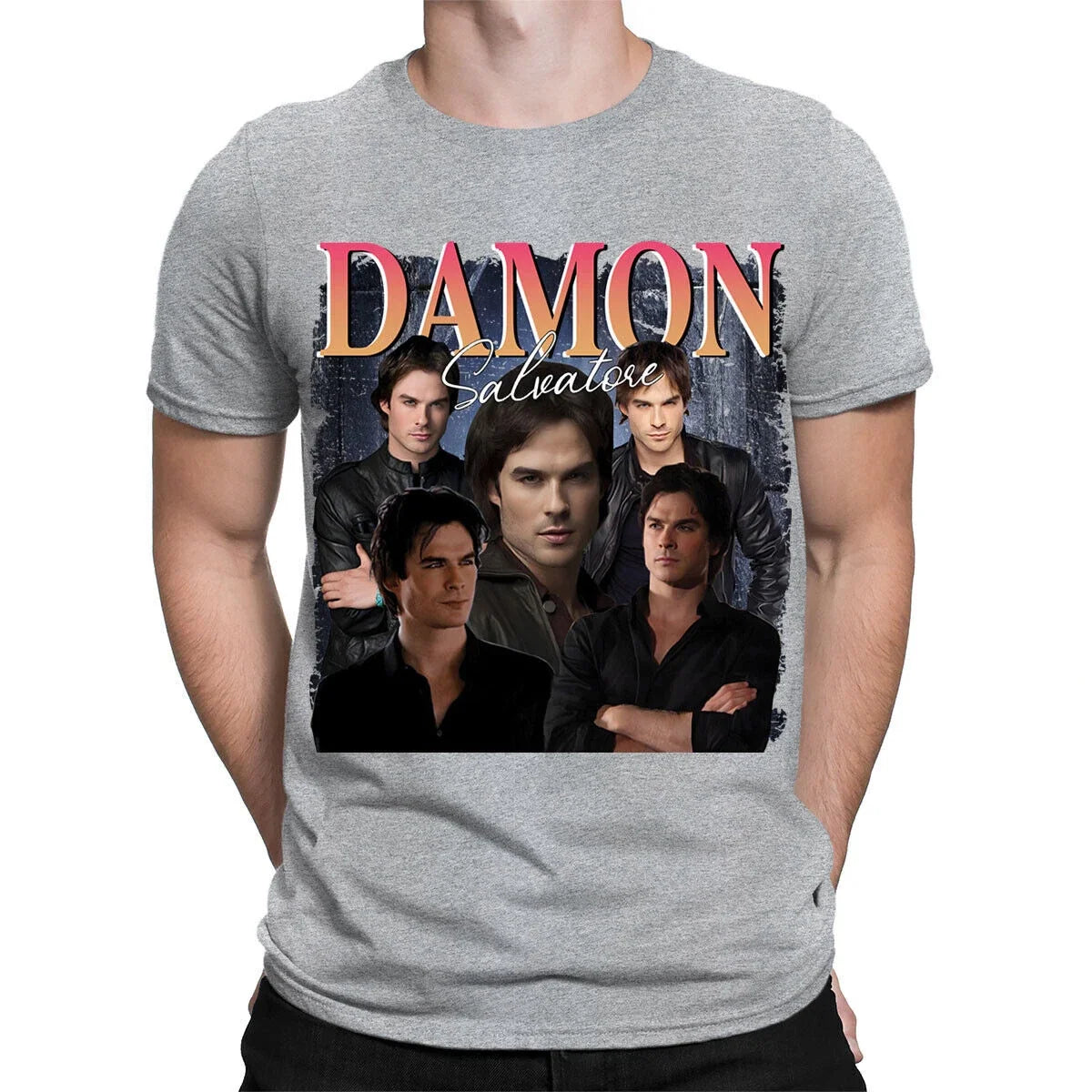 Damon Salvatore Movie Fictional Character Retro Vintage Mens T-Shirts Top #TA-17 Unisex T-shirt, Sweatshirt, Hoodie, Long Sleeve Tee - T-Shirt, Sweatshirt, Hoodie
