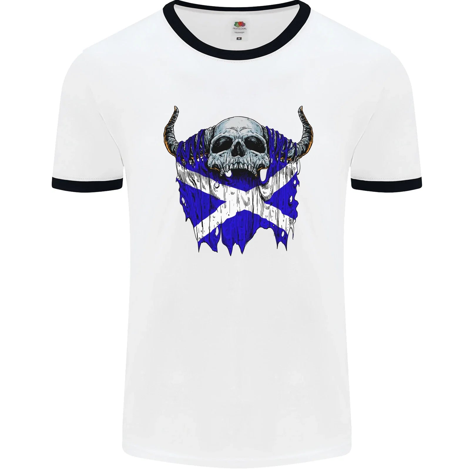 Scotland Flag Skull Scottish Biker Gothic Mens Ringer T-Shirt Unisex T-shirt, Sweatshirt, Hoodie, Long Sleeve Tee - T-Shirt, Sweatshirt, Hoodie