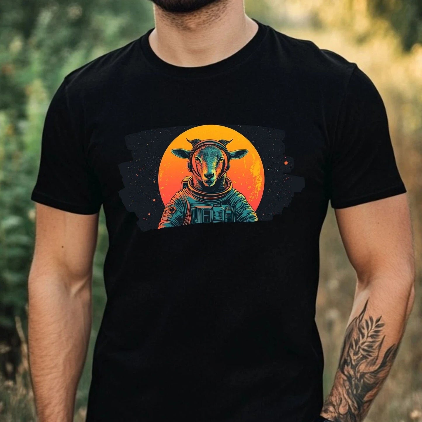 Mens Goat as Astronaut Print Cotton T-Shirt Size XS to 5XL Unisex T-shirt, Sweatshirt, Hoodie, Long Sleeve Tee - T-Shirt, Sweatshirt, Hoodie