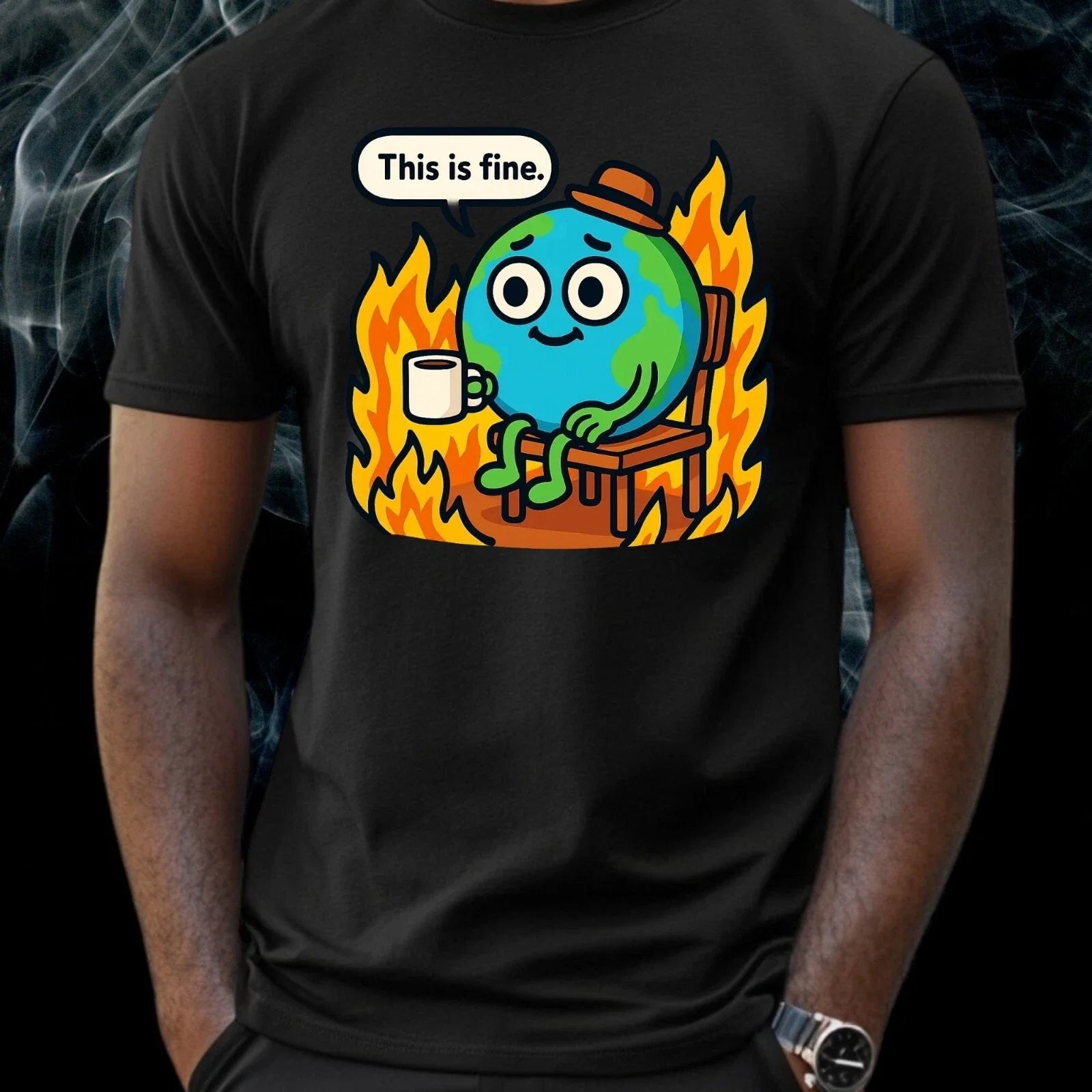 Men's Earth on Fire Meme Motif Cotton T-Shirt Size XS to 5XL Unisex T-shirt, Sweatshirt, Hoodie, Long Sleeve Tee - T-Shirt, Sweatshirt, Hoodie