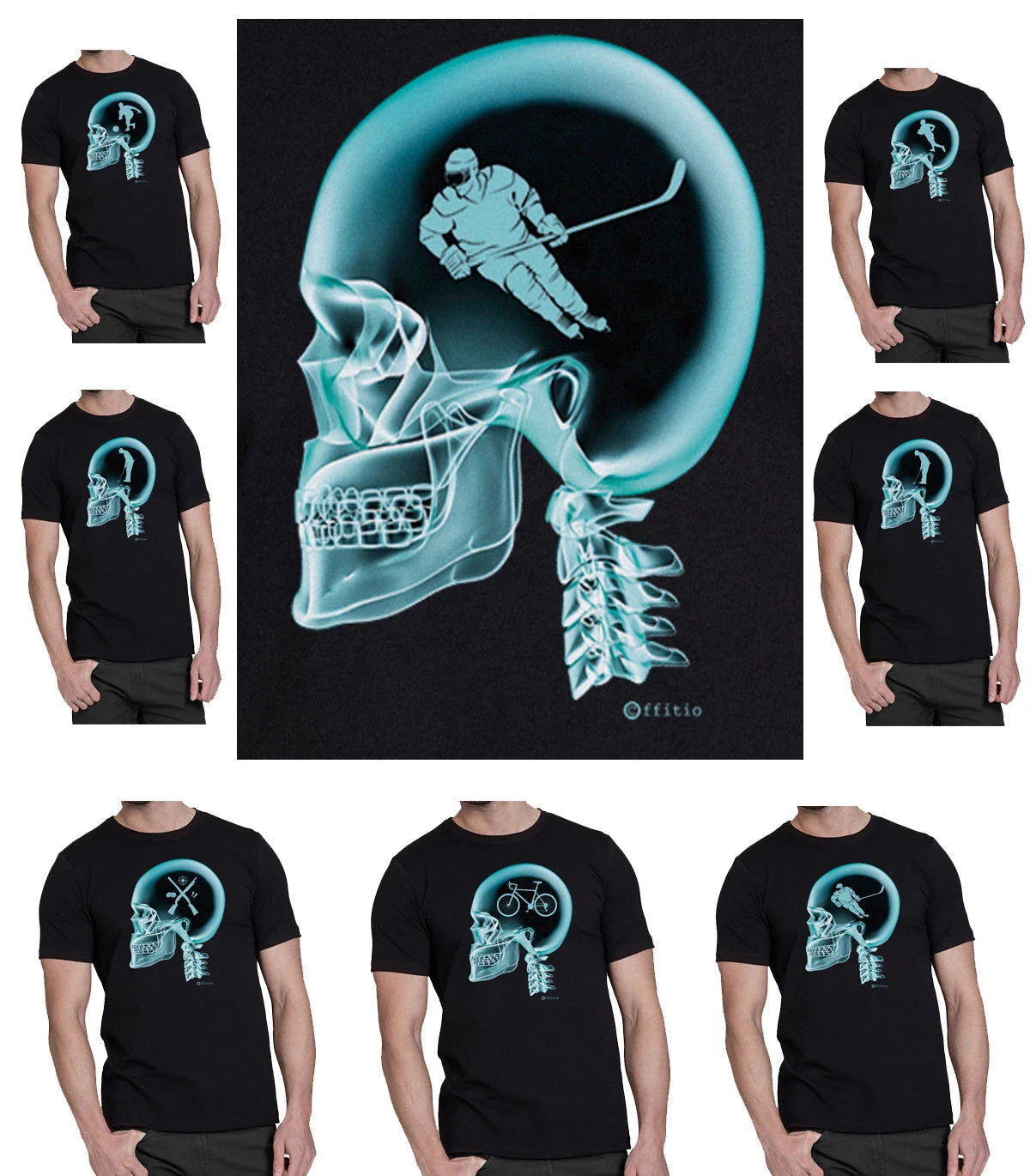 Sport/Fitness On The Brain X-Ray Mens  Cotton T-Shirt *Choose Your Sport* Unisex T-shirt, Sweatshirt, Hoodie, Long Sleeve Tee - T-Shirt, Sweatshirt, Hoodie