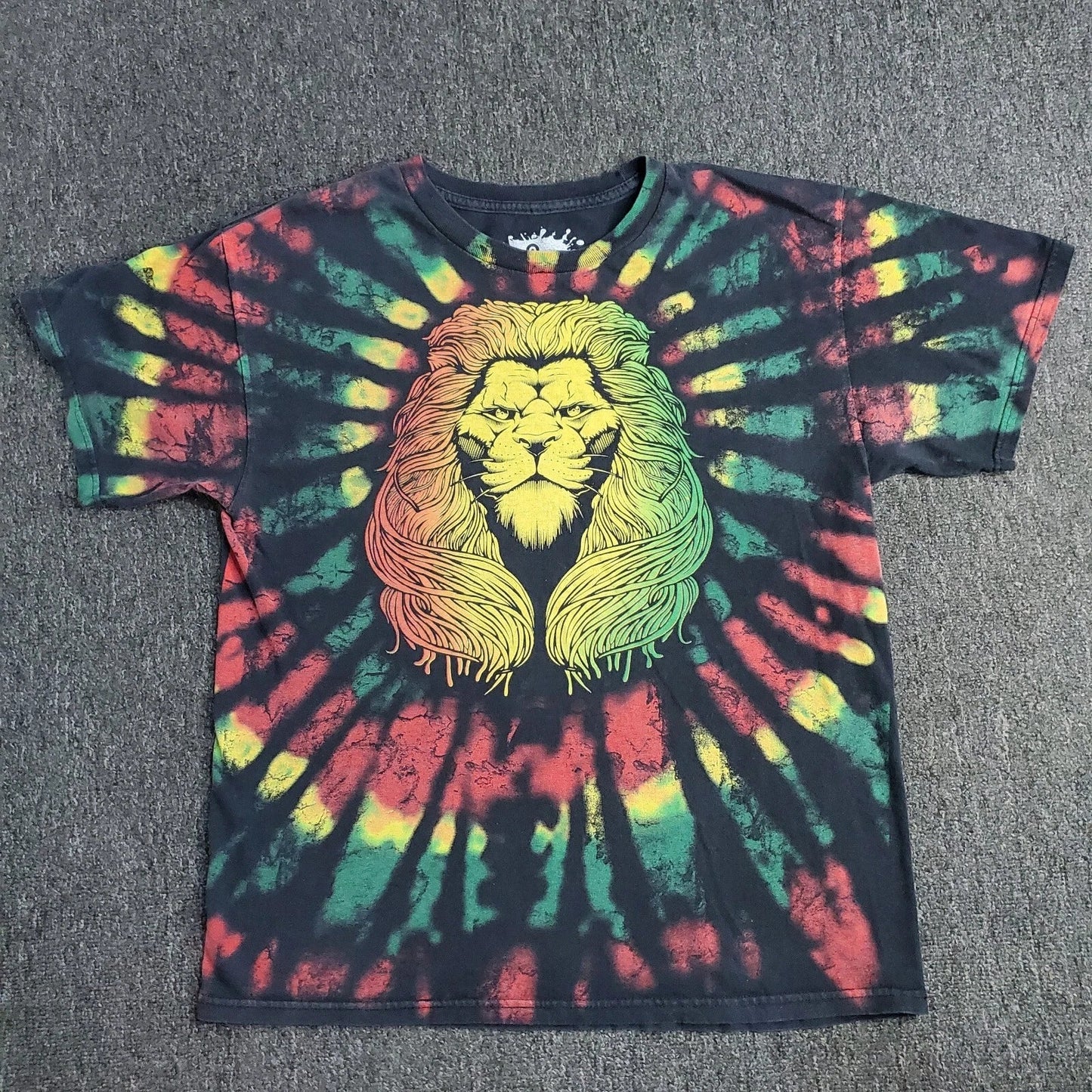 Rasta Lion T-Shirt Mens Sz Large Black Tie Dye Print Reggae Head Bob Marley DOM Unisex T-shirt, Sweatshirt, Hoodie, Long Sleeve Tee - T-Shirt, Sweatshirt, Hoodie
