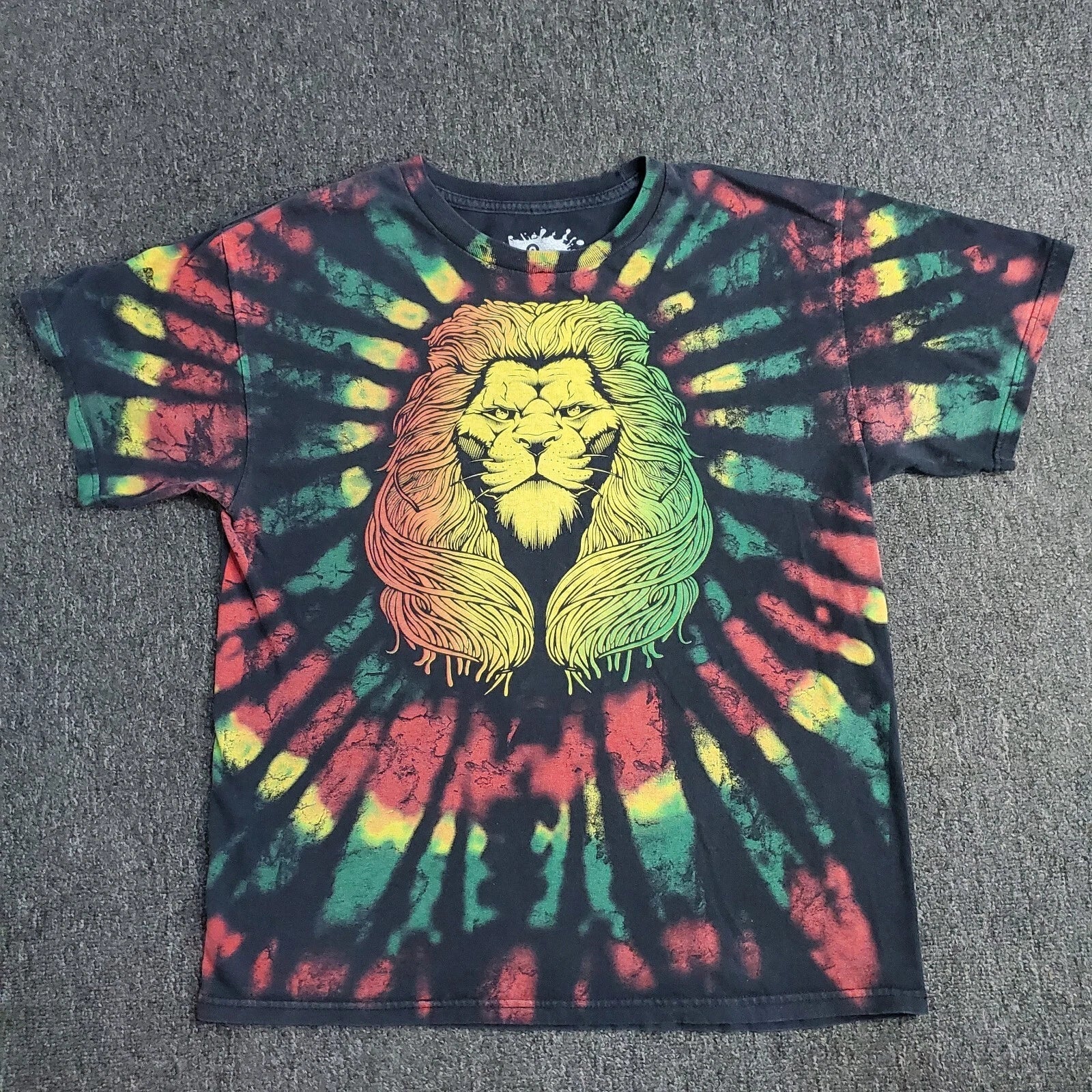 Rasta Lion T-Shirt Mens Sz Large Black Tie Dye Print Reggae Head Bob Marley DOM Unisex T-shirt, Sweatshirt, Hoodie, Long Sleeve Tee - T-Shirt, Sweatshirt, Hoodie