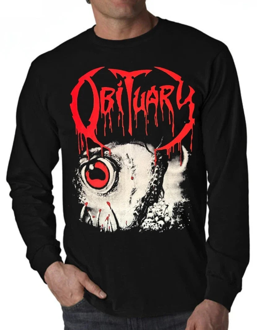 Obituary chopped in half black metal BAND long sleeve shirt Men's Sizes Unisex T-shirt, Sweatshirt, Hoodie, Long Sleeve Tee - T-Shirt, Sweatshirt, Hoodie