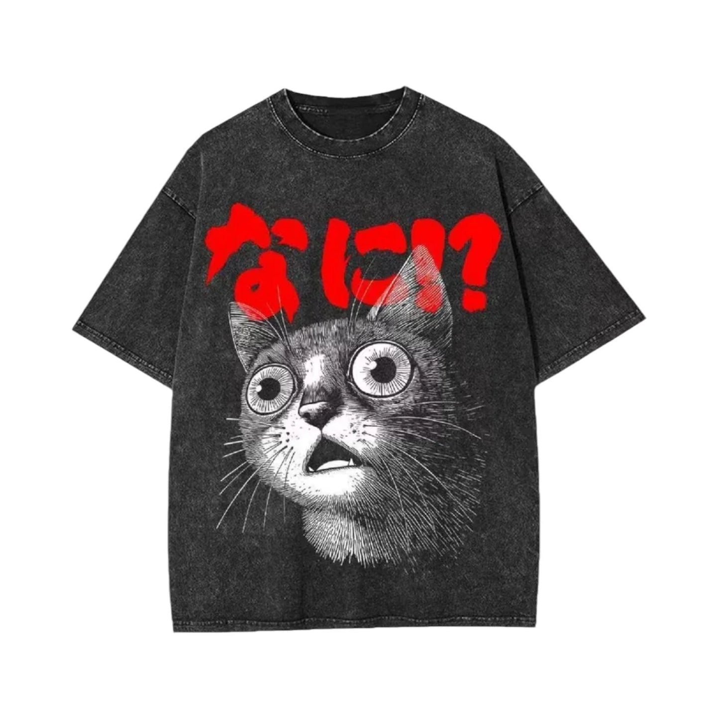 Black T-Shirt Size L Cat Kawaii Manga Vintage Graphic Streetwear Y2K Cotton Unisex T-shirt, Sweatshirt, Hoodie, Long Sleeve Tee - T-Shirt, Sweatshirt, Hoodie