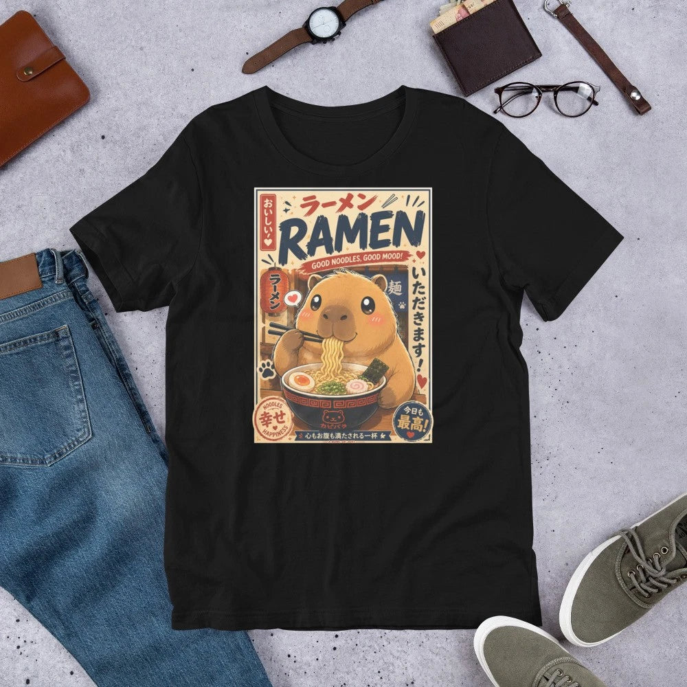 Kawaii Capybara Eating Ramen Anime Japanese Noodle Lover t-shirt Unisex T-shirt, Sweatshirt, Hoodie, Long Sleeve Tee - T-Shirt, Sweatshirt, Hoodie