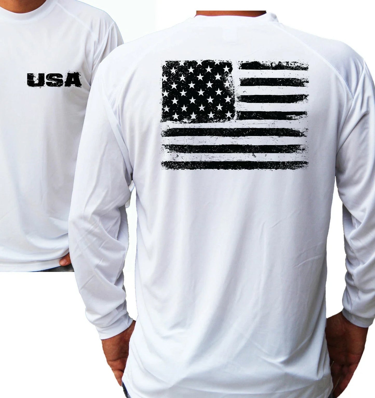 American Flag USA Long Sleeve UPF 30 T-Shirt Sport Boat Beach Sun UV Protected Unisex T-shirt, Sweatshirt, Hoodie, Long Sleeve Tee - T-Shirt, Sweatshirt, Hoodie