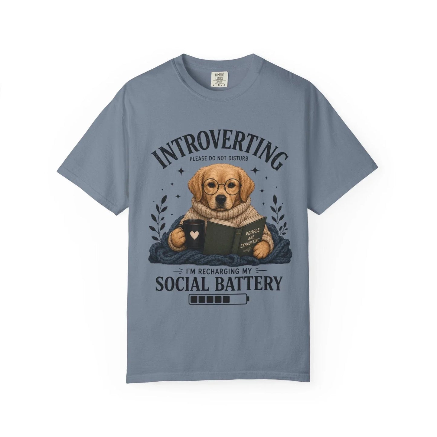 Introverting Dog Shirt Funny Introvert T Shirt Social Battery Reader Tee Gift Unisex T-shirt, Sweatshirt, Hoodie, Long Sleeve Tee - T-Shirt, Sweatshirt, Hoodie