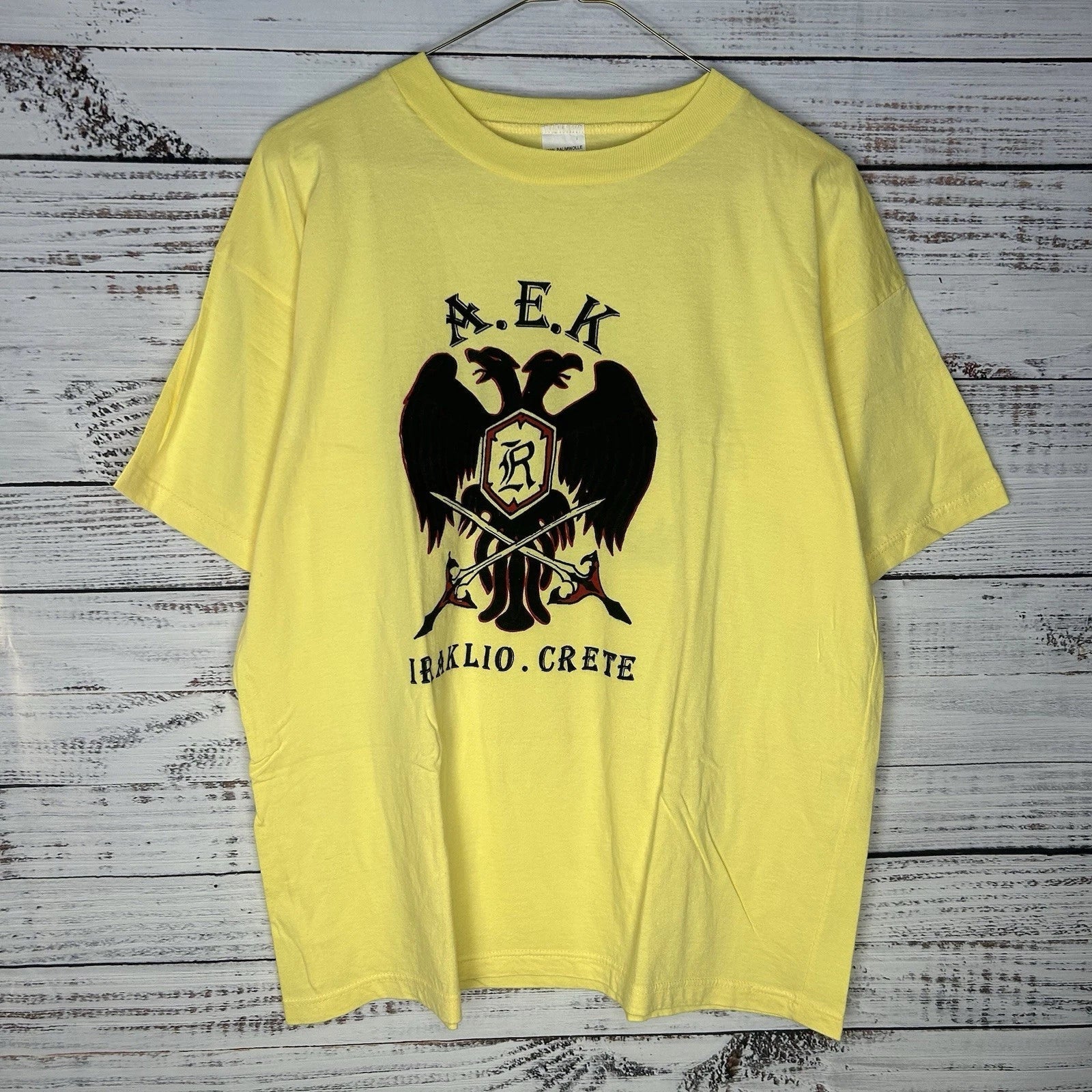 Vintage AEK Athens Iraklio Club Crete Football Soccer Kit Shirt Yellow Medium M Unisex T-shirt, Sweatshirt, Hoodie, Long Sleeve Tee - T-Shirt, Sweatshirt, Hoodie