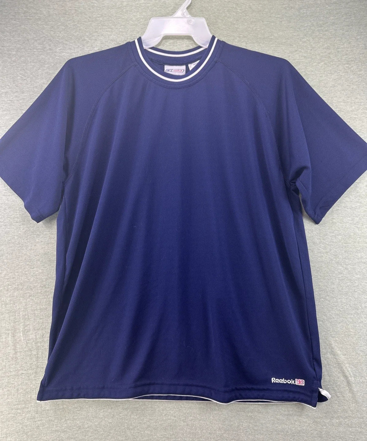 Vintage Reebok Jersey Shirt Mens L Blue UK Flag Sports Embroidered Soccer Y2K Unisex T-shirt, Sweatshirt, Hoodie, Long Sleeve Tee - T-Shirt, Sweatshirt, Hoodie