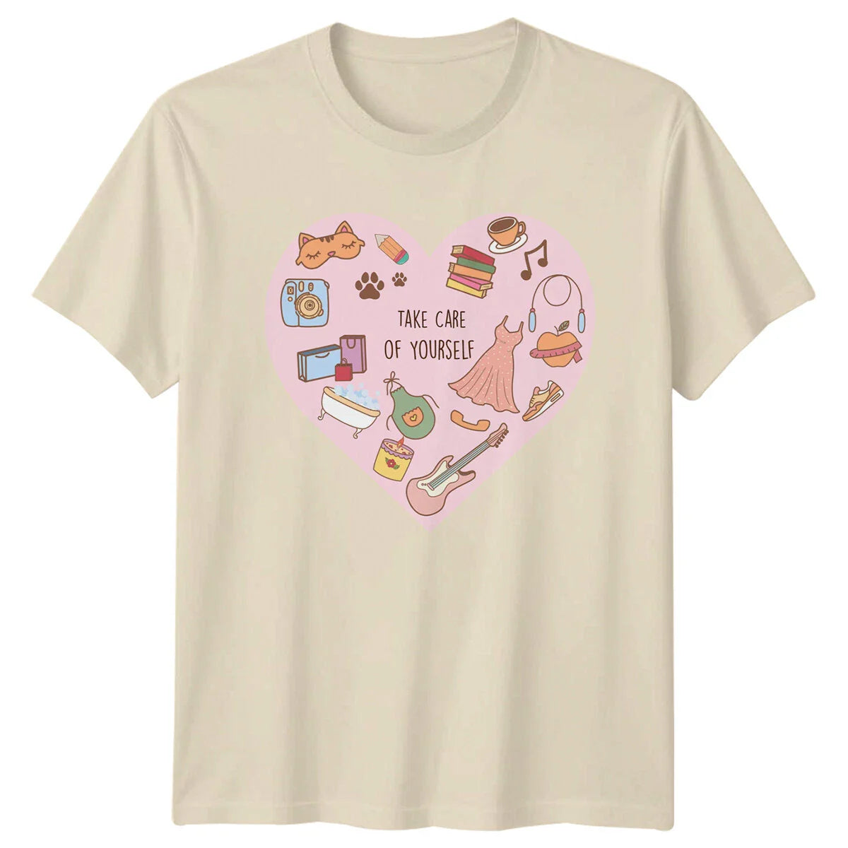 Take Care Of Yourself T-Shirt Kawaii Style Heart Design Summer Unisex T-shirt, Sweatshirt, Hoodie, Long Sleeve Tee - T-Shirt, Sweatshirt, Hoodie