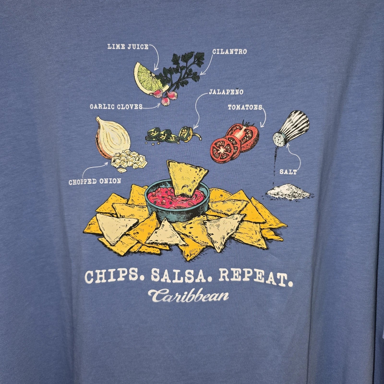 NEW Caribbean Mens Short Sleeve T Shirt Size 3XB Chips, Salsa, Repeat dip recipe Unisex T-shirt, Sweatshirt, Hoodie, Long Sleeve Tee - T-Shirt, Sweatshirt, Hoodie