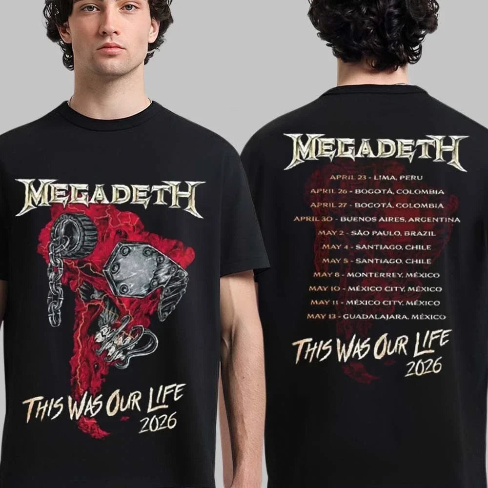 Megadeth This Was Our Life 2026 Latin America Tour Merch Red Vic T-Shirt Unisex T-shirt, Sweatshirt, Hoodie, Long Sleeve Tee - T-Shirt, Sweatshirt, Hoodie