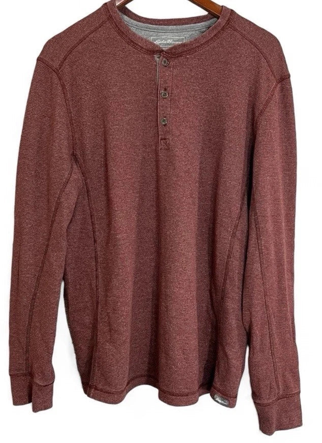 Eddie Bauer Mens Red Wine Long Sleeve Crew Neck Shirt 3 Button Size Medium Unisex T-shirt, Sweatshirt, Hoodie, Long Sleeve Tee - T-Shirt, Sweatshirt, Hoodie