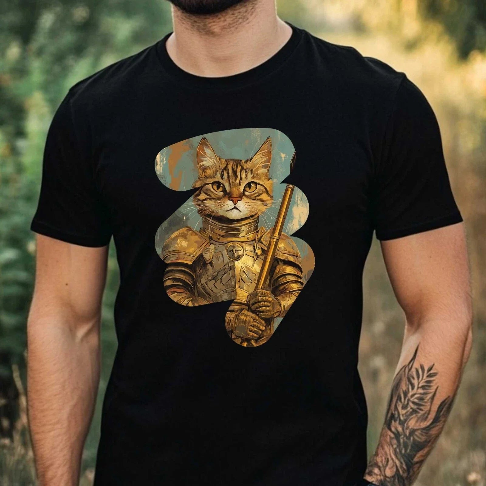 Mens Cats Warriors Motif Cotton T-Shirt Size XS to 5XL Unisex T-shirt, Sweatshirt, Hoodie, Long Sleeve Tee - T-Shirt, Sweatshirt, Hoodie