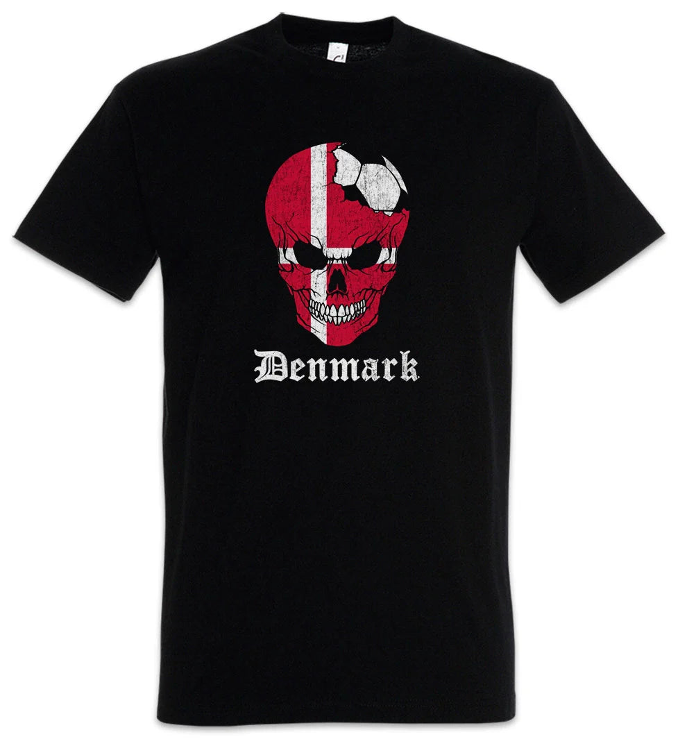 Denmark Football Skull I T-Shirt danish Soccer Flag Banner World Championship Unisex T-shirt, Sweatshirt, Hoodie, Long Sleeve Tee - T-Shirt, Sweatshirt, Hoodie