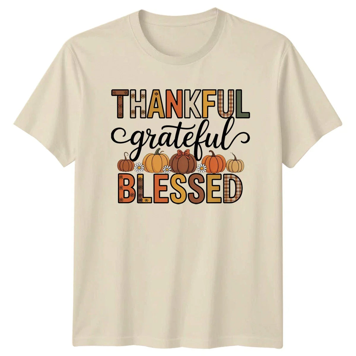 Thankful Grateful Blessed T-Shirt Fall Pumpkin Thanksgiving Unisex T-shirt, Sweatshirt, Hoodie, Long Sleeve Tee - T-Shirt, Sweatshirt, Hoodie