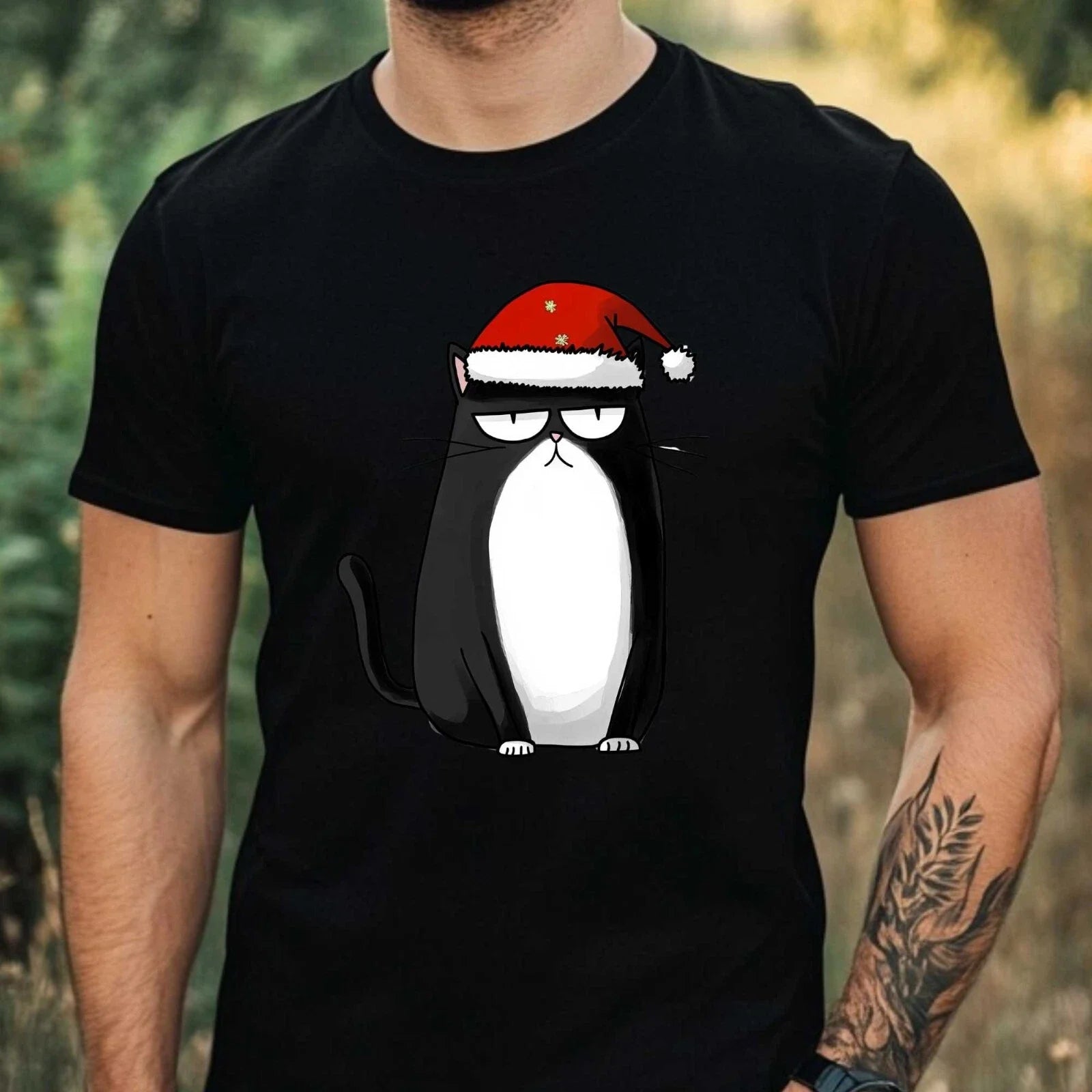 Mens Whimsical Cat Print Cotton T-Shirt Size XS to 5XL Unisex T-shirt, Sweatshirt, Hoodie, Long Sleeve Tee - T-Shirt, Sweatshirt, Hoodie