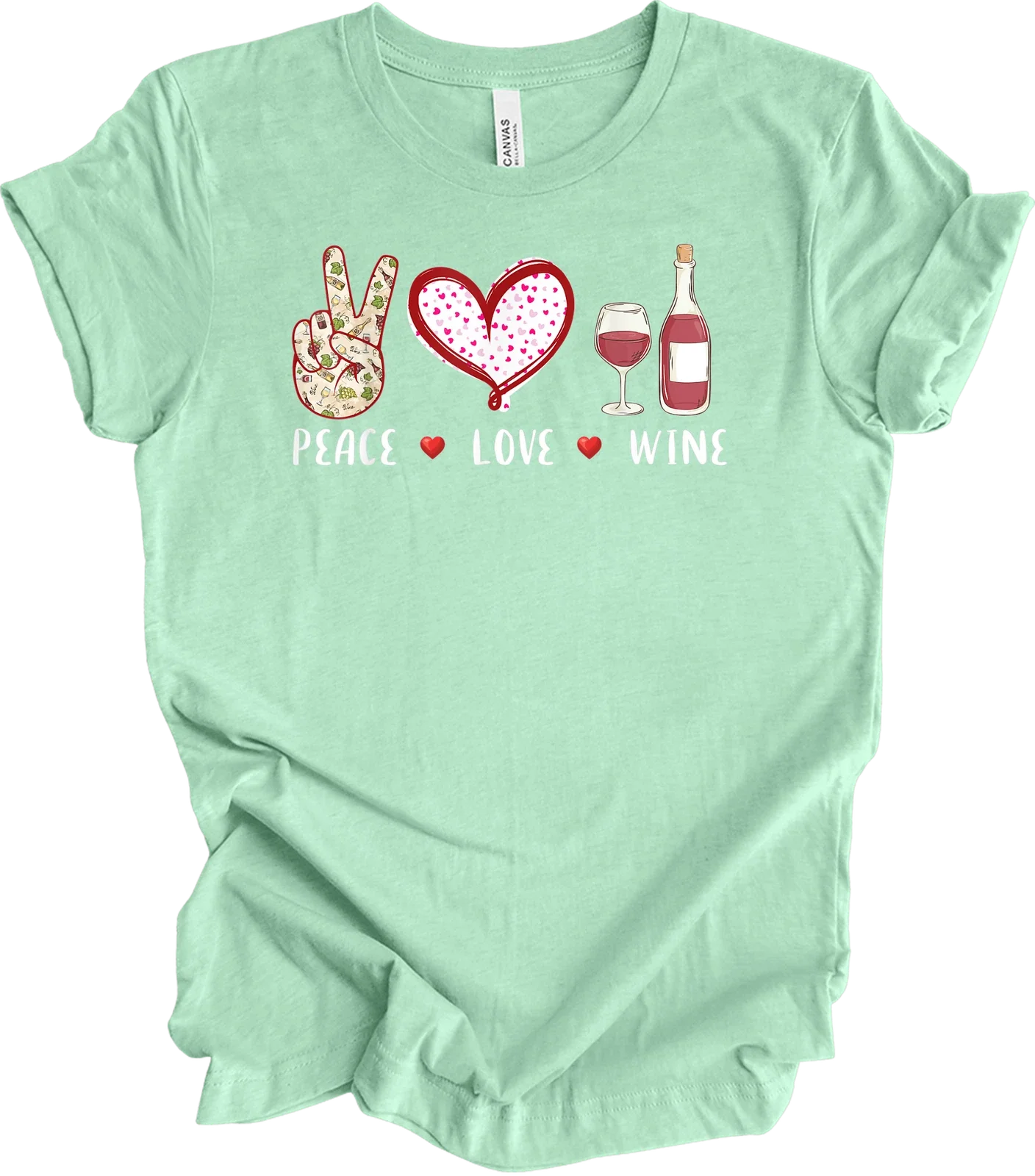 Peace Love Wine Shirt Funny Gift for Wine Lovers Unisex T-shirt, Sweatshirt, Hoodie, Long Sleeve Tee - T-Shirt, Sweatshirt, Hoodie