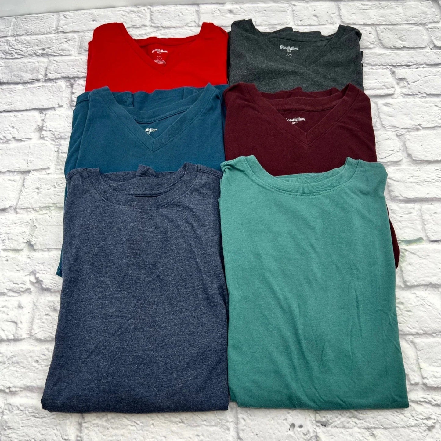 Goodfellow & Co Mens T-Shirt Bundle Size L Lot of 6 V-Neck Crew Neck Multi Color Unisex T-shirt, Sweatshirt, Hoodie, Long Sleeve Tee - T-Shirt, Sweatshirt, Hoodie