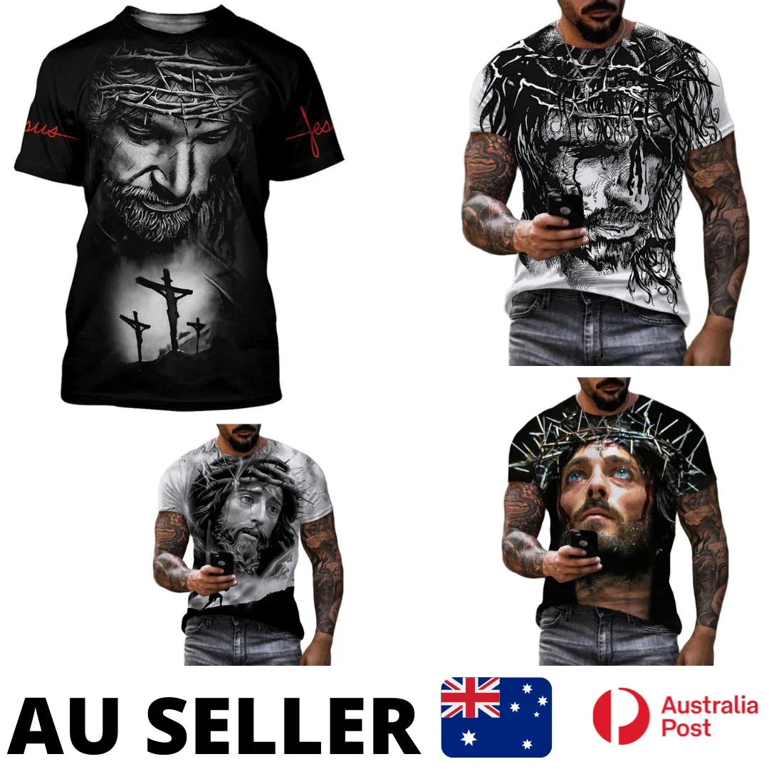 Jesus Shirt Christian 3D Printed Crucifix Faith Cross Saviour - AU Stock Unisex T-shirt, Sweatshirt, Hoodie, Long Sleeve Tee - T-Shirt, Sweatshirt, Hoodie